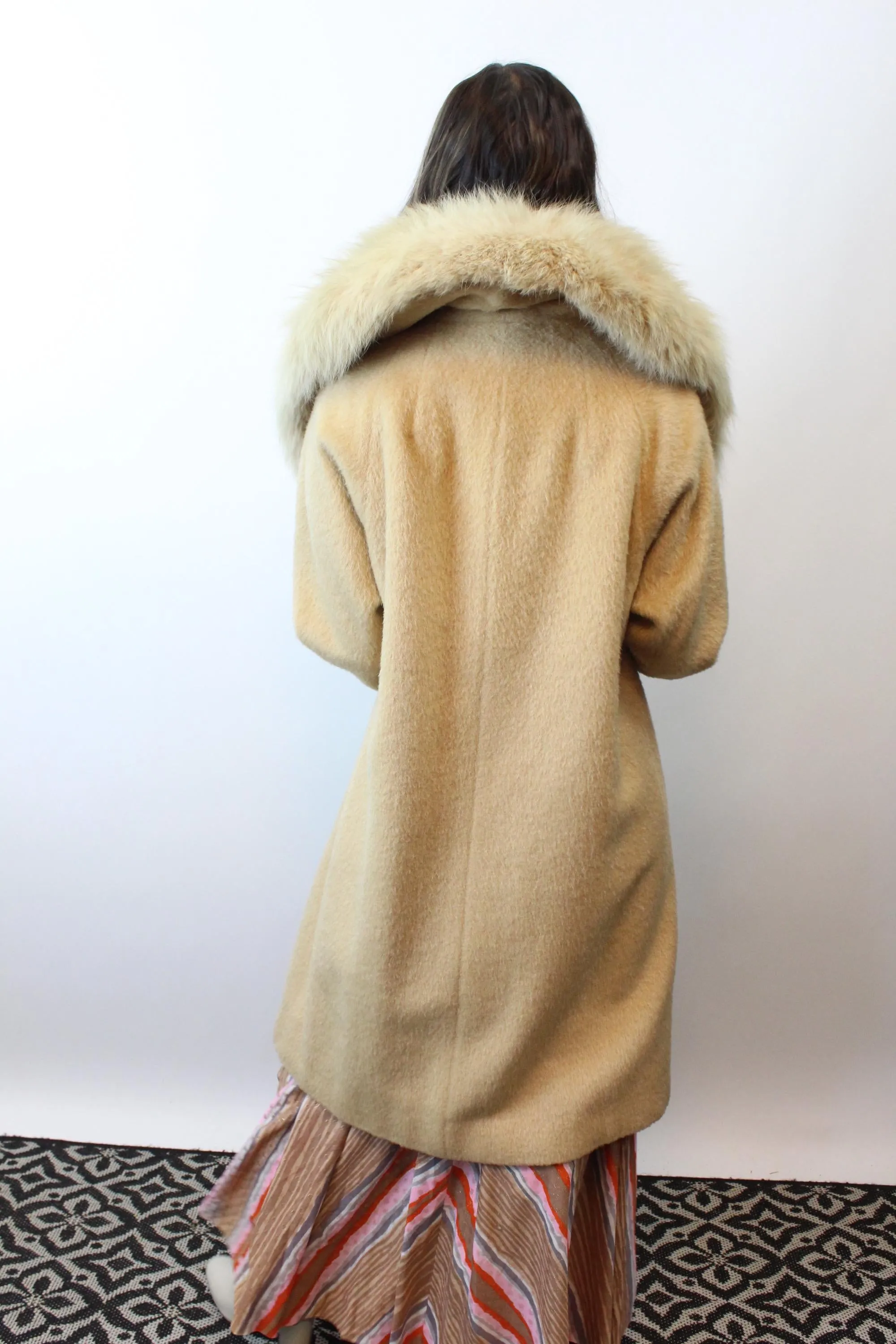 1960s 1966 documented CAMEL LILLI ANN fox fur mohair coat | new fall winter