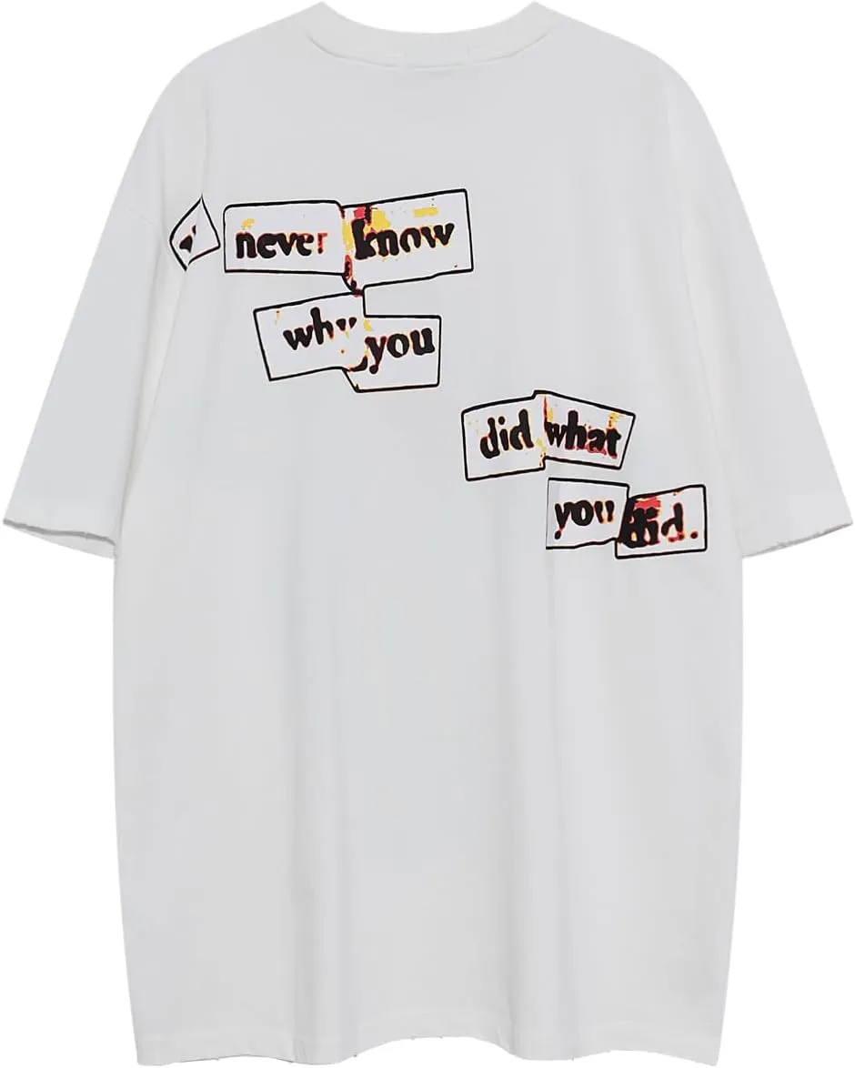 Aelfric Eden Mens Oversized T Shirts Tees Distorted Portrait Print Crew Neck Cotton Tops Streetwear Casual Shirt