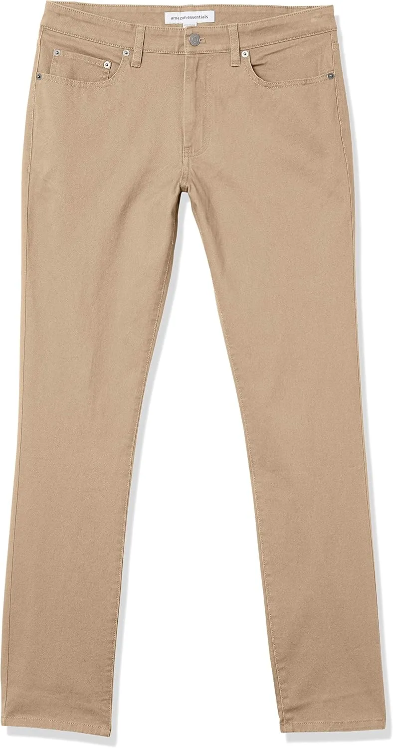 Amazon Essentials Slim Fit Khaki Pants for Men, 5-Pocket Stretch Twill