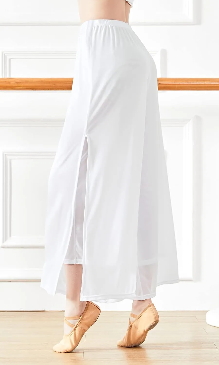 Angcoco Women's Double Layered Stretch Chiffon Dance Training Pants