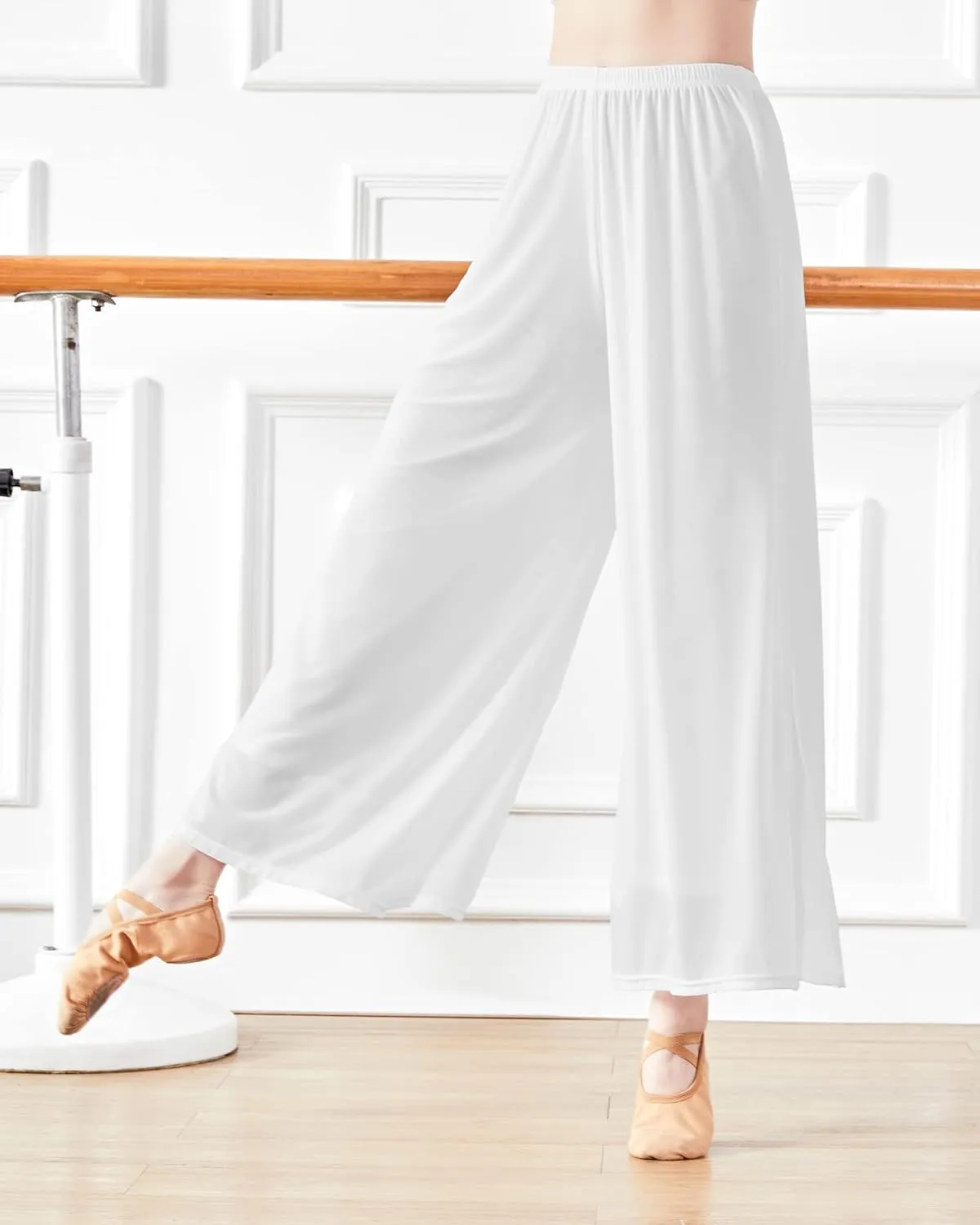 Angcoco Women's Double Layered Stretch Chiffon Dance Training Pants
