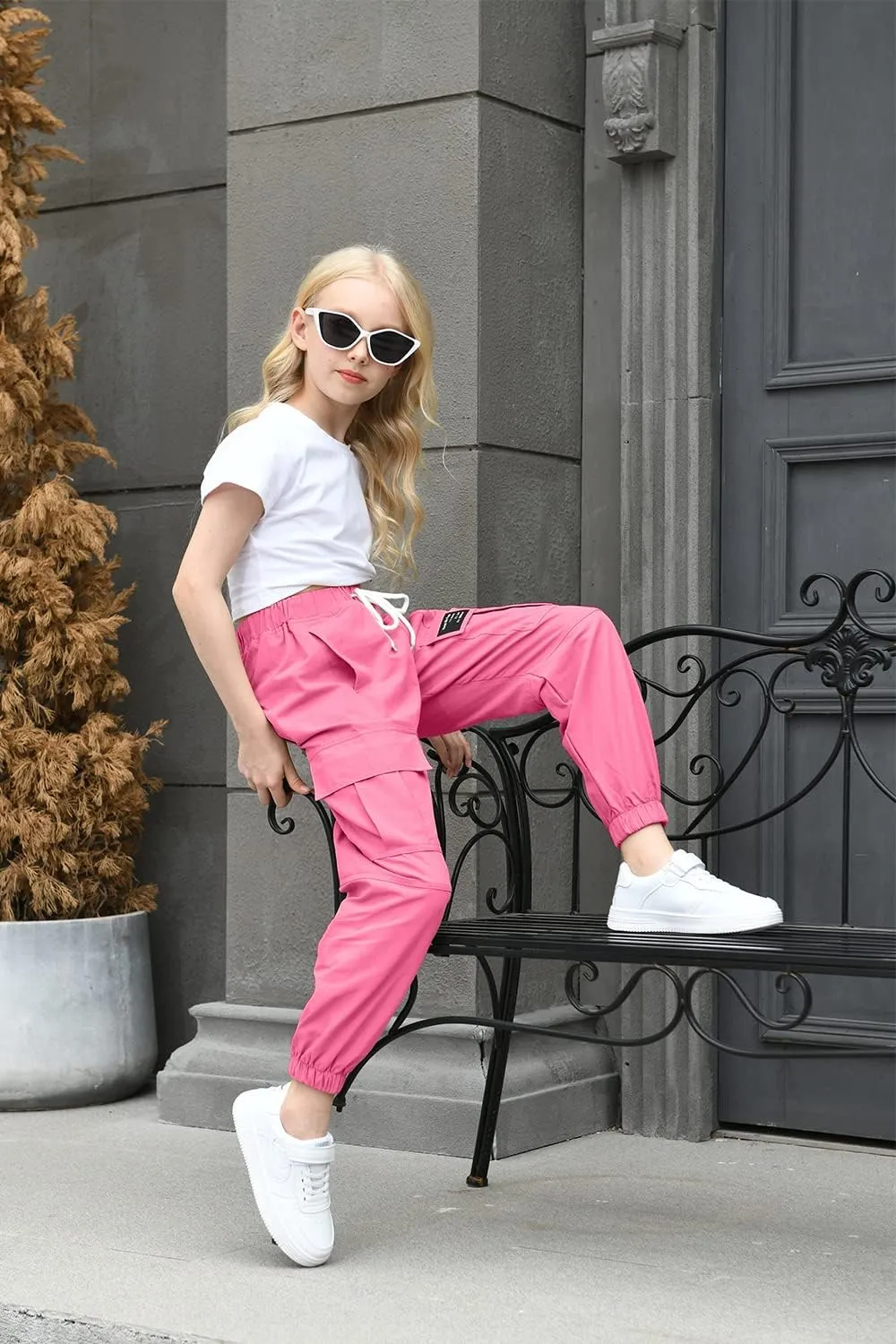 AOWKULAE Girls & Womens Casual Cargo Jogger Pants, 6 Years - Women 3XL