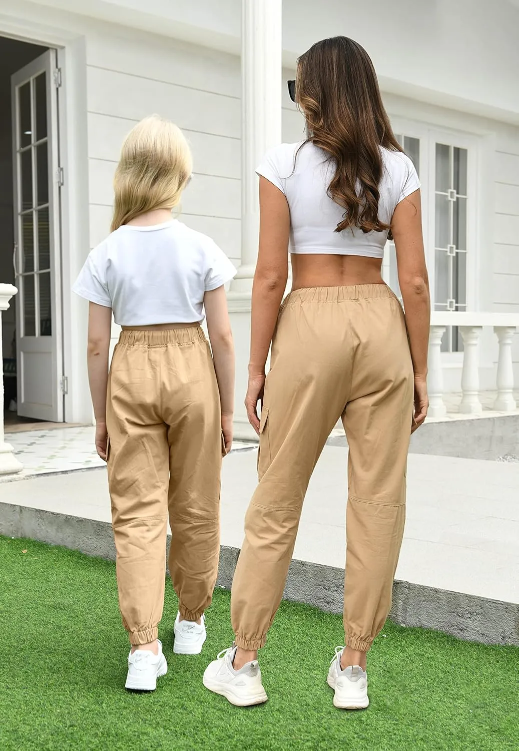AOWKULAE Girls & Womens Casual Cargo Jogger Pants, 6 Years - Women 3XL