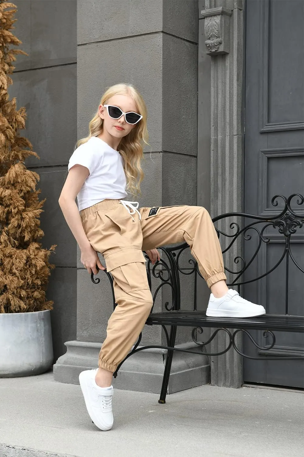 AOWKULAE Girls & Womens Casual Cargo Jogger Pants, 6 Years - Women 3XL