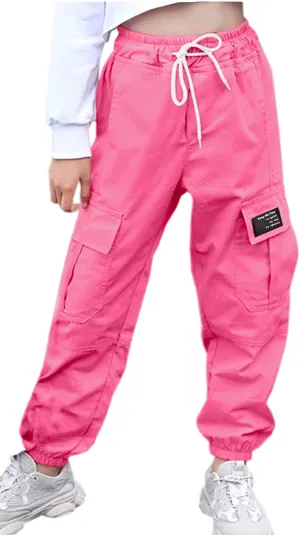 AOWKULAE Girls & Womens Casual Cargo Jogger Pants, 6 Years - Women 3XL