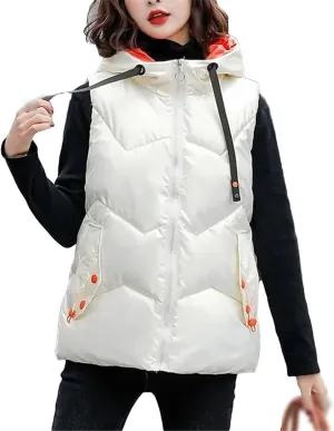 Autumn Winter Sleeveless Jackets Women Hooded Cotton Padded Down Vest Loose Warm Thick Windproof Waistcoat