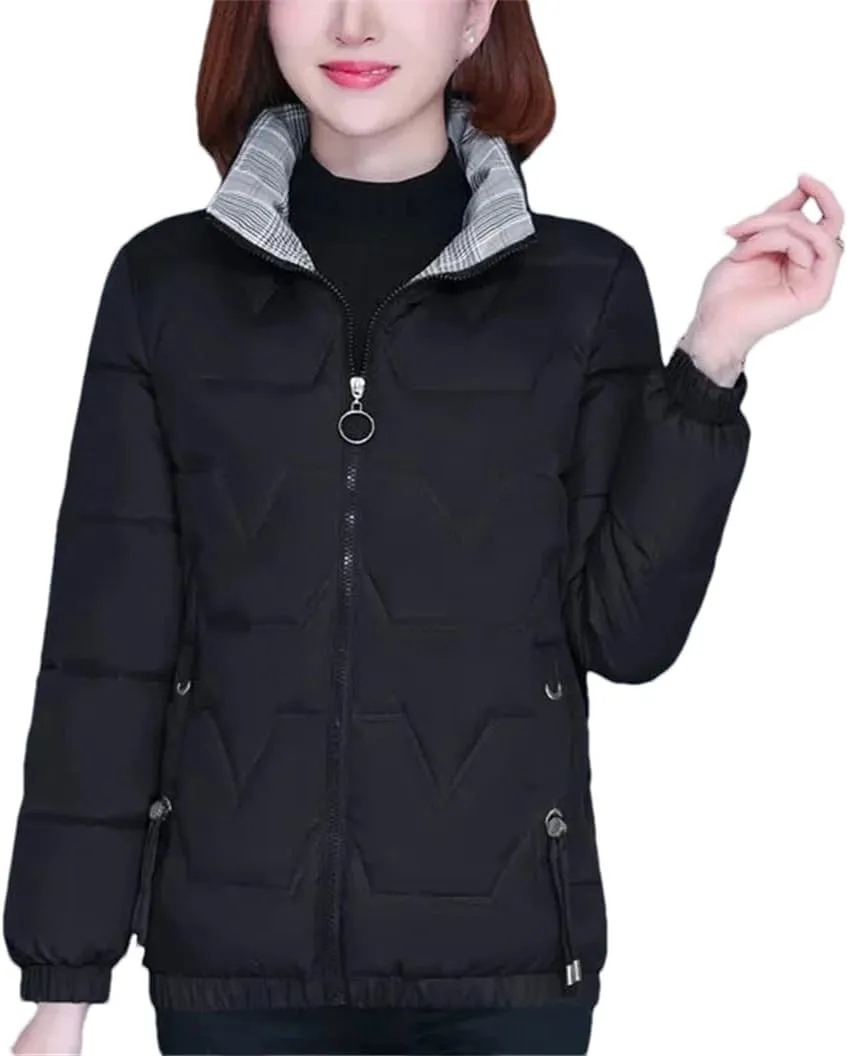 Autumn Winter Warm Cotton Coat Womens Windproof Stand-Up Collar Down Cotton Jacket Padded Puffer Parkas
