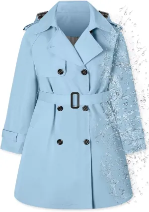 Betusline Girls & Women's Rain Jackets Waterproof Hooded Trench Coat,3 Years - Women 2XL