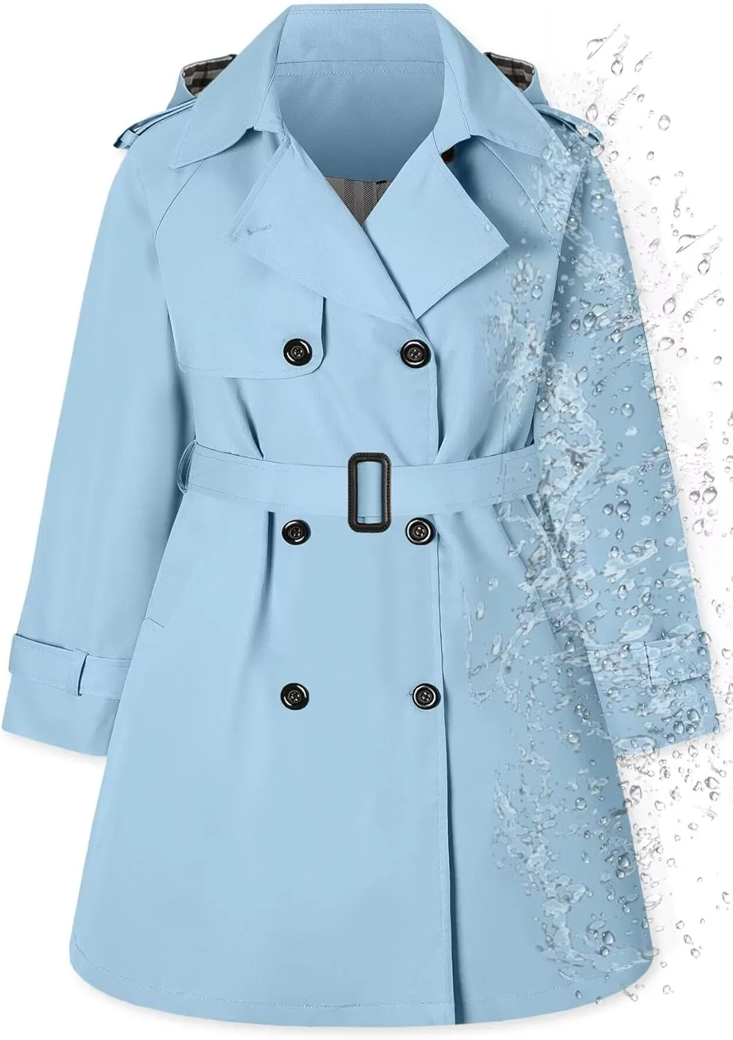 Betusline Girls & Women's Rain Jackets Waterproof Hooded Trench Coat,3 Years - Women 2XL