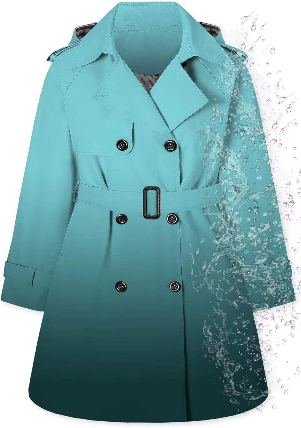 Betusline Girls & Women's Rain Jackets Waterproof Hooded Trench Coat,3 Years - Women 2XL