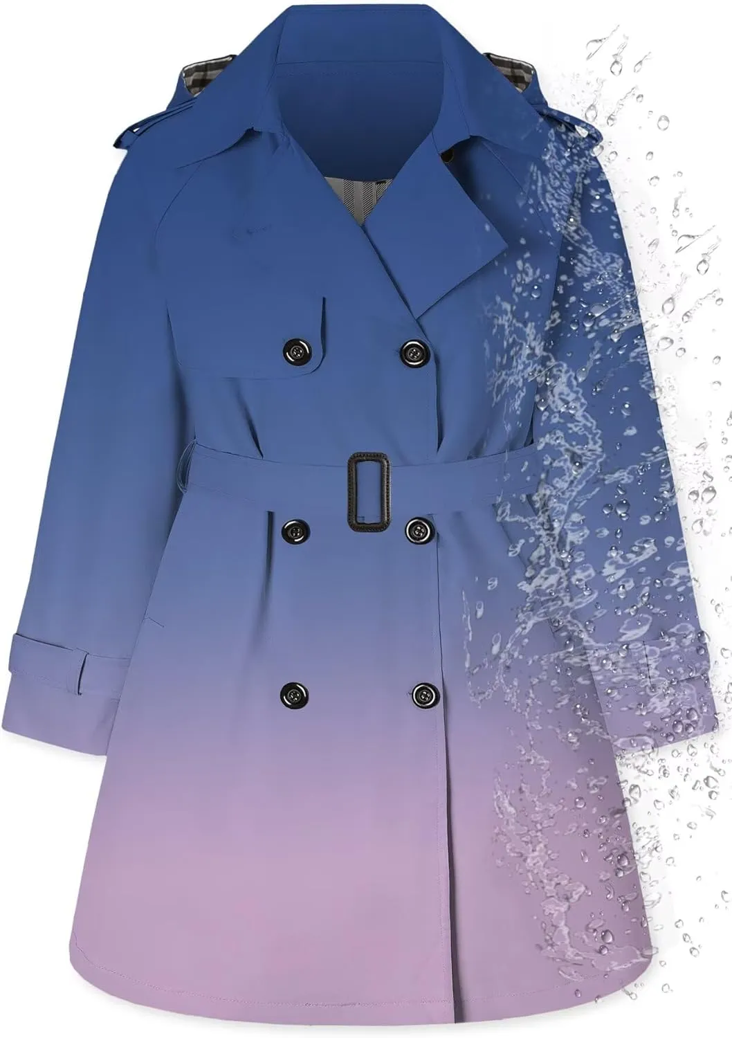 Betusline Girls & Women's Rain Jackets Waterproof Hooded Trench Coat,3 Years - Women 2XL