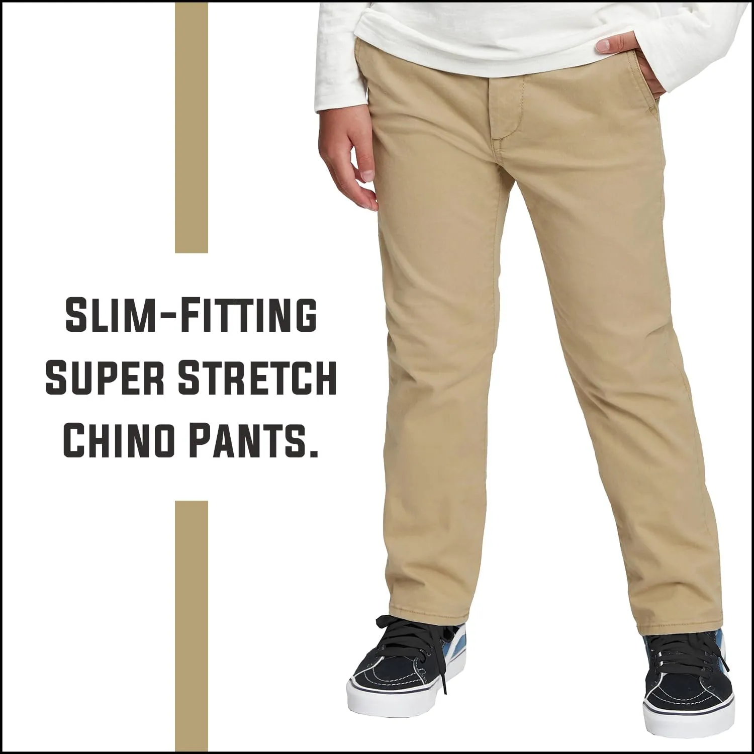 Boy's Super Stretch Slim Fit School Uniform Chino Pants
