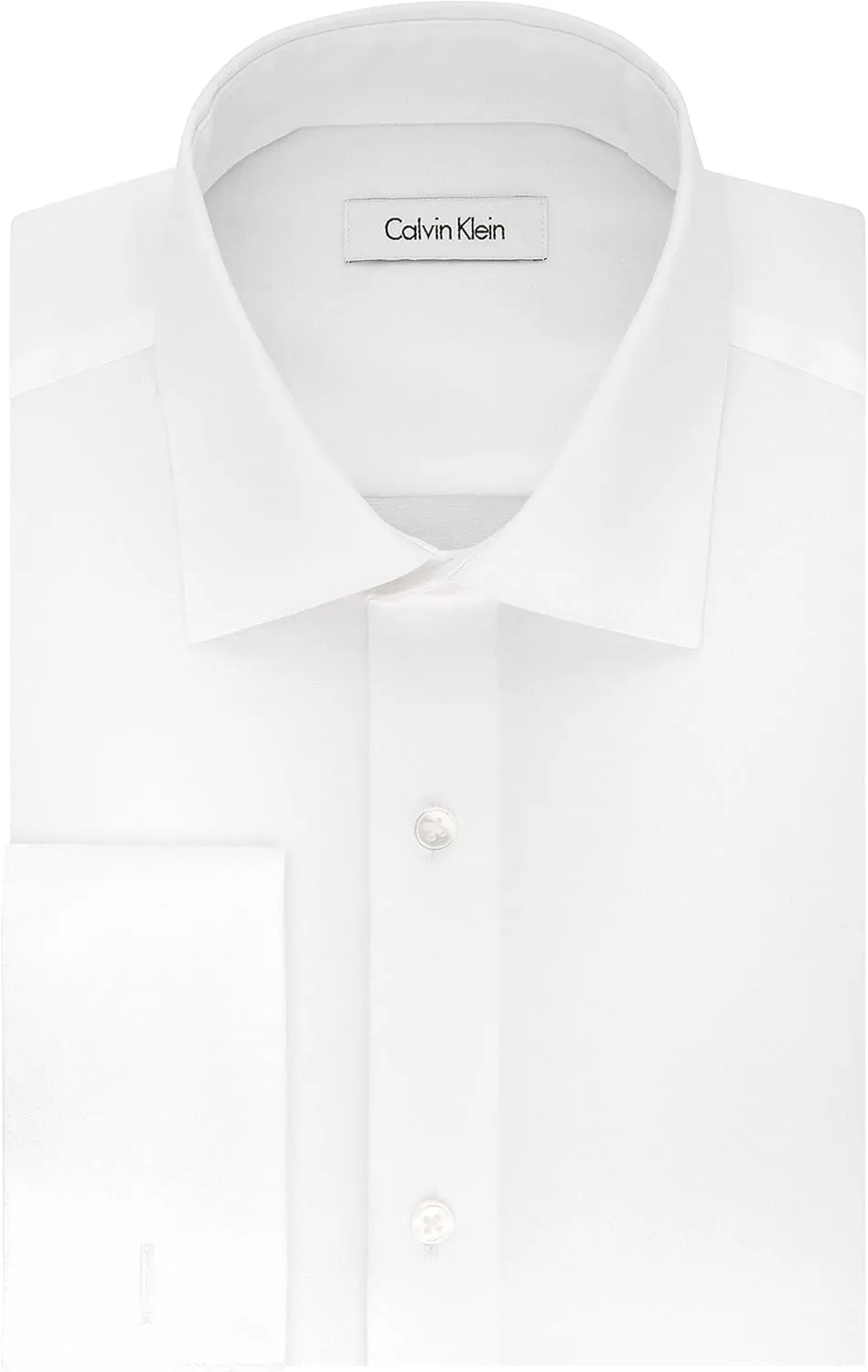 Calvin Klein Men's Dress Shirt Regular Fit Non Iron Herringbone French Cuff