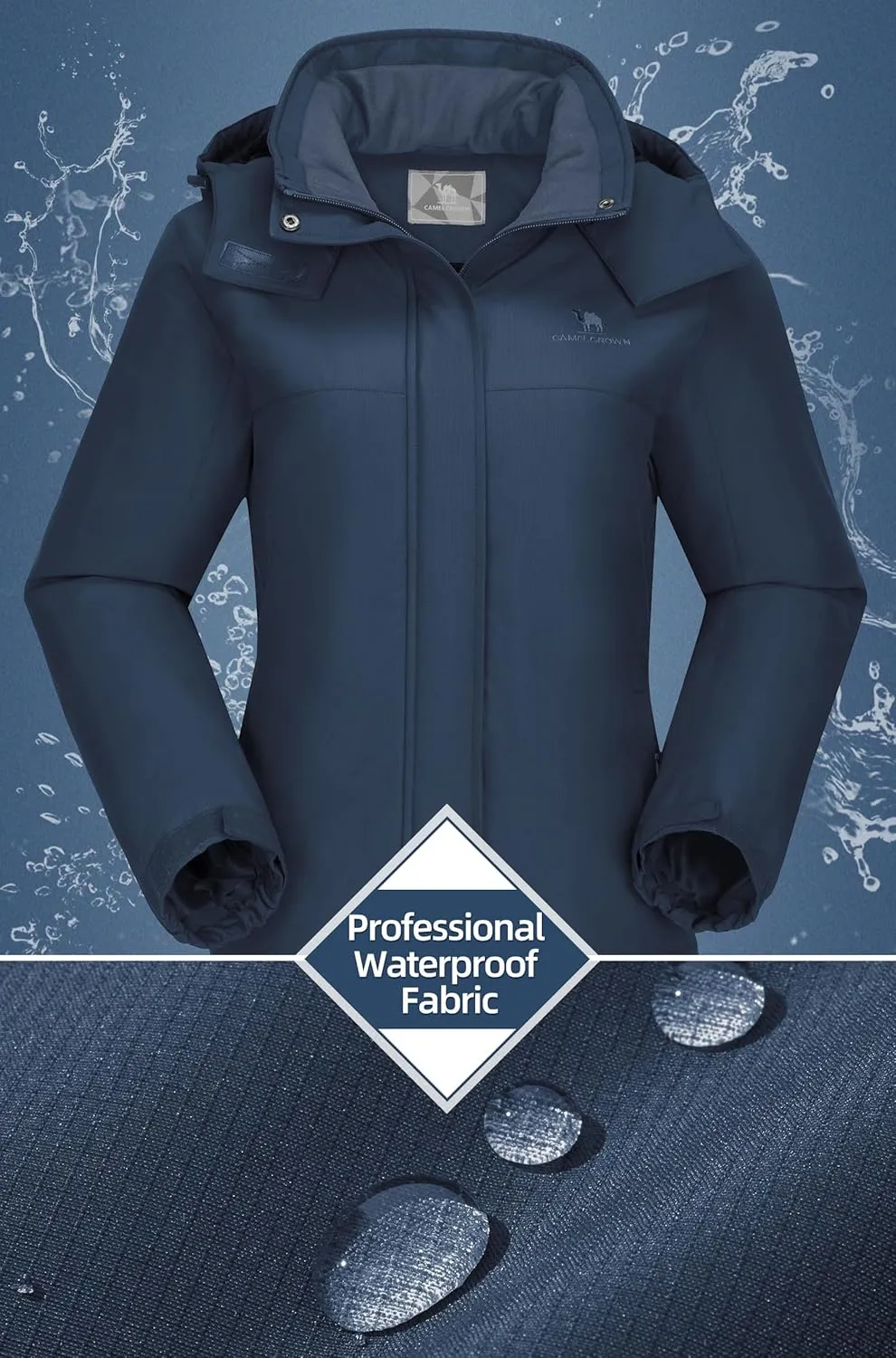 CAMEL CROWN Women's Ski Jacket Winter Snow Coat Warm Fleece Mountain Waterproof Female Jacket Snowboarding jackets