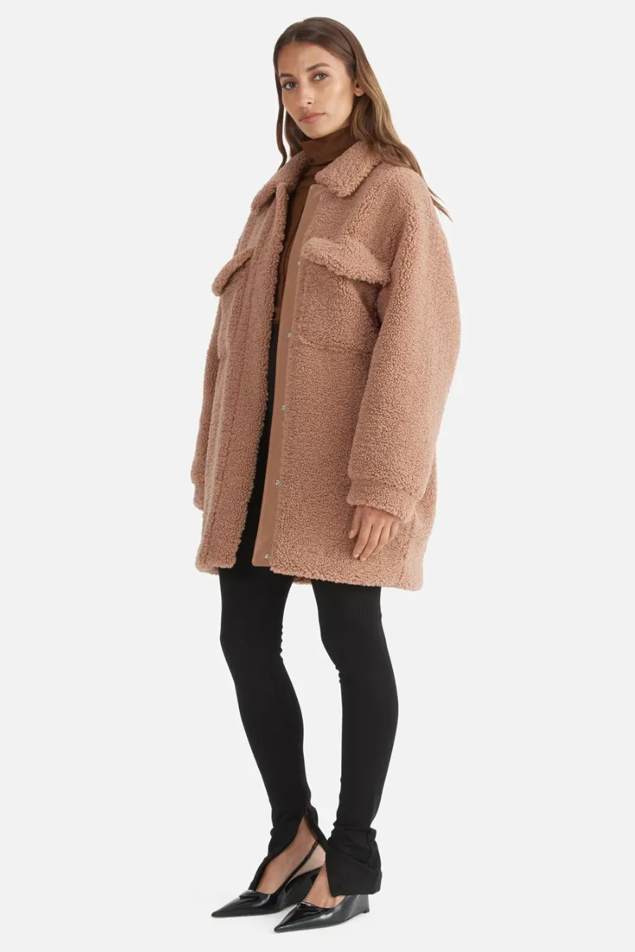 Carla Faux Fur Shacket Hazelnut