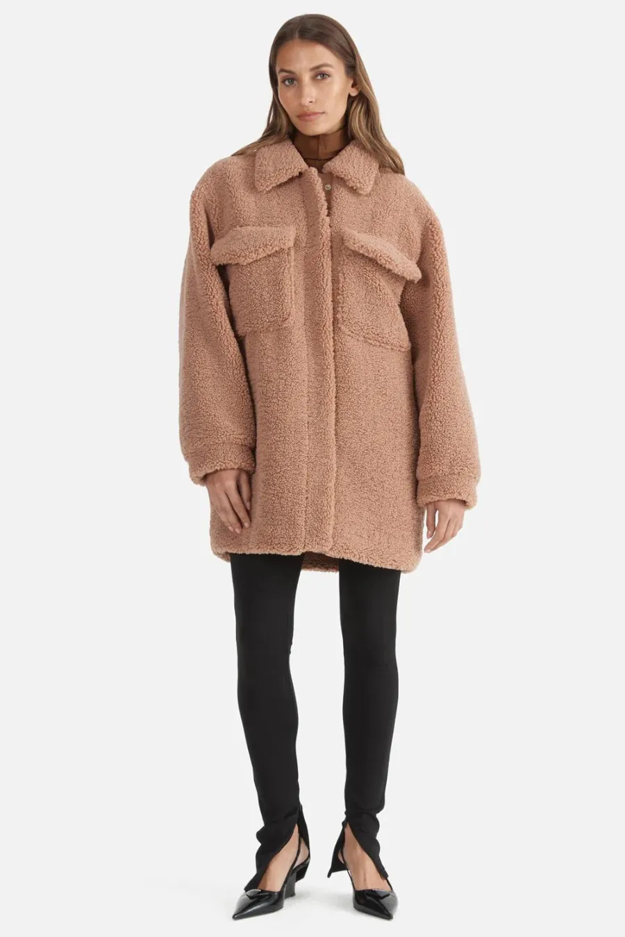 Carla Faux Fur Shacket Hazelnut