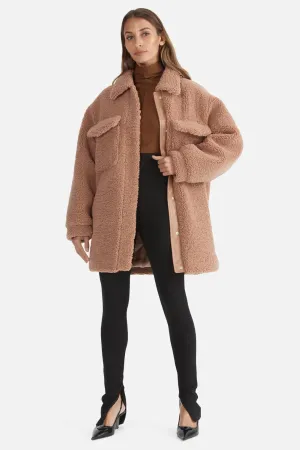 Carla Faux Fur Shacket Hazelnut