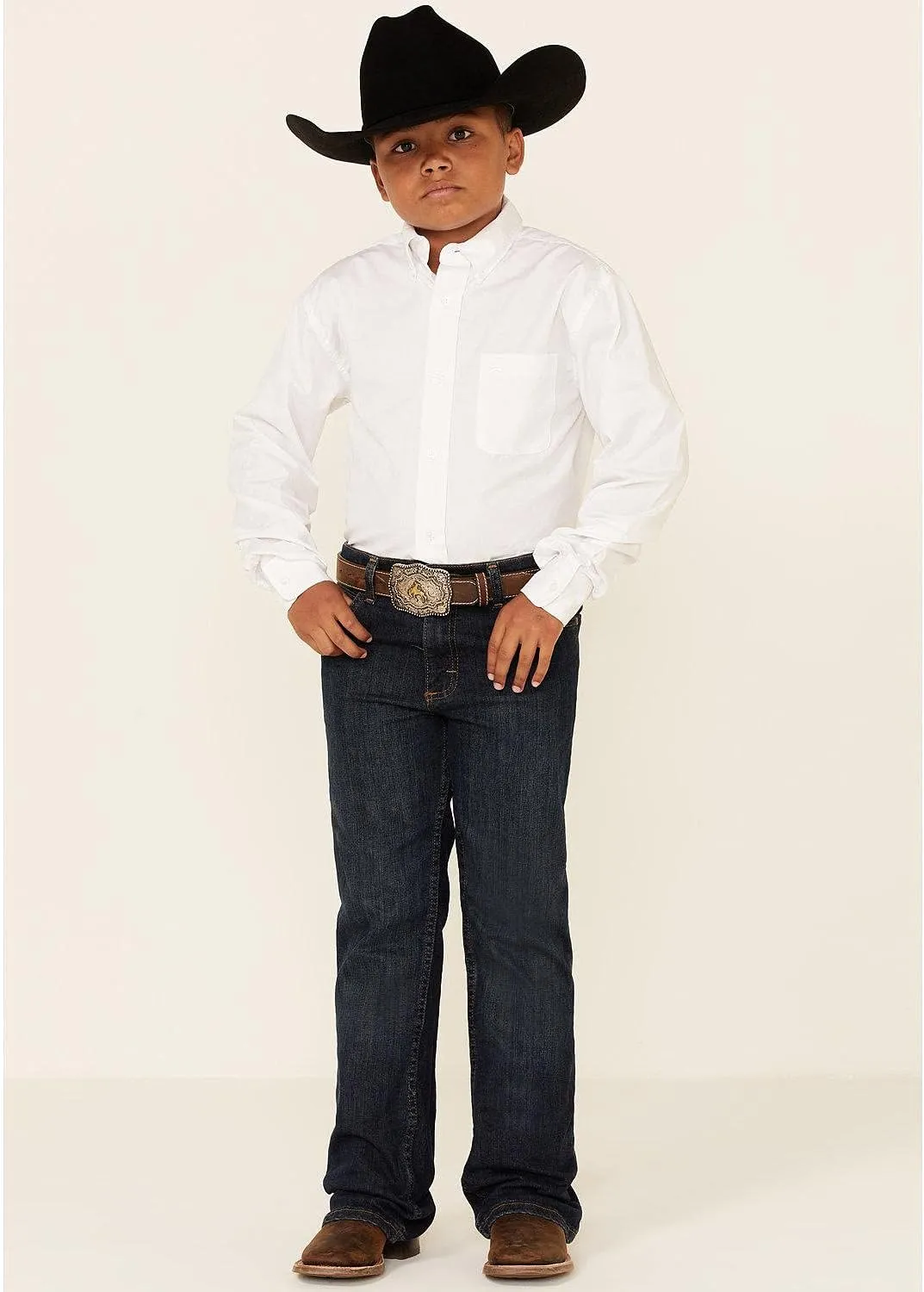 Cinch Boys' Big Classic Fit Long Sleeve Button One Open Pocket Solid