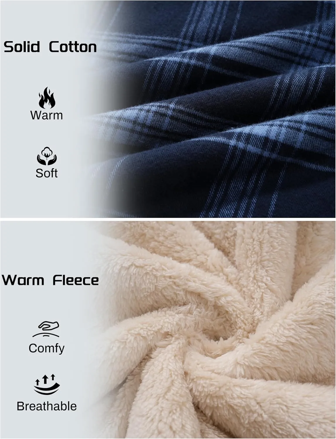 Cotrasen Mens Flannel Jacket Cotton Heavy Thick Sherpa Fleece Lined Plaid Shirt Jackets Warm Button Up Winter Coats with Hood