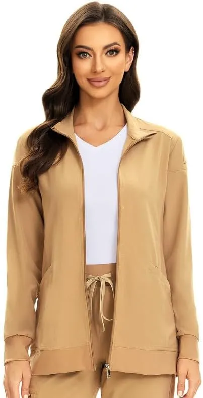 COZYFIT Scrub Jackets for Woman, Zip Front Nurse Jacket, 4-Way Stretch Fabric