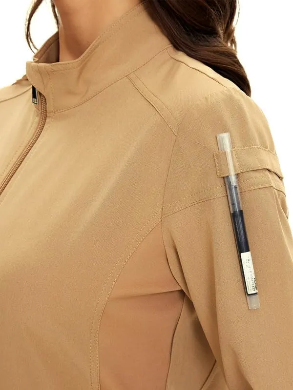 COZYFIT Scrub Jackets for Woman, Zip Front Nurse Jacket, 4-Way Stretch Fabric