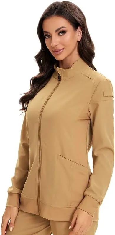 COZYFIT Scrub Jackets for Woman, Zip Front Nurse Jacket, 4-Way Stretch Fabric