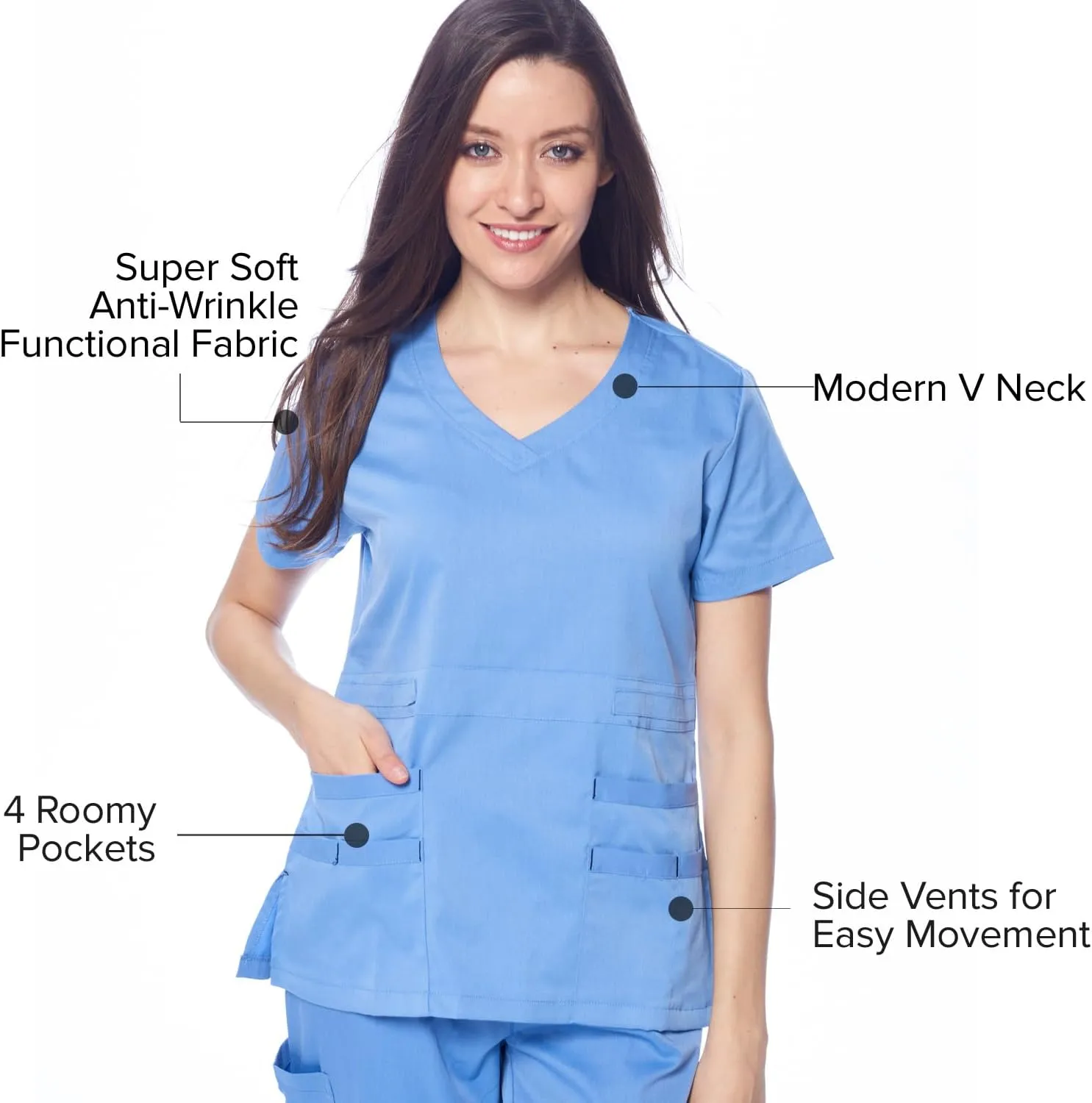 Dagacci Medical Uniform Natural Stretch Premium Women's Scrubs Set Stretch Ultra Soft Top and Pants