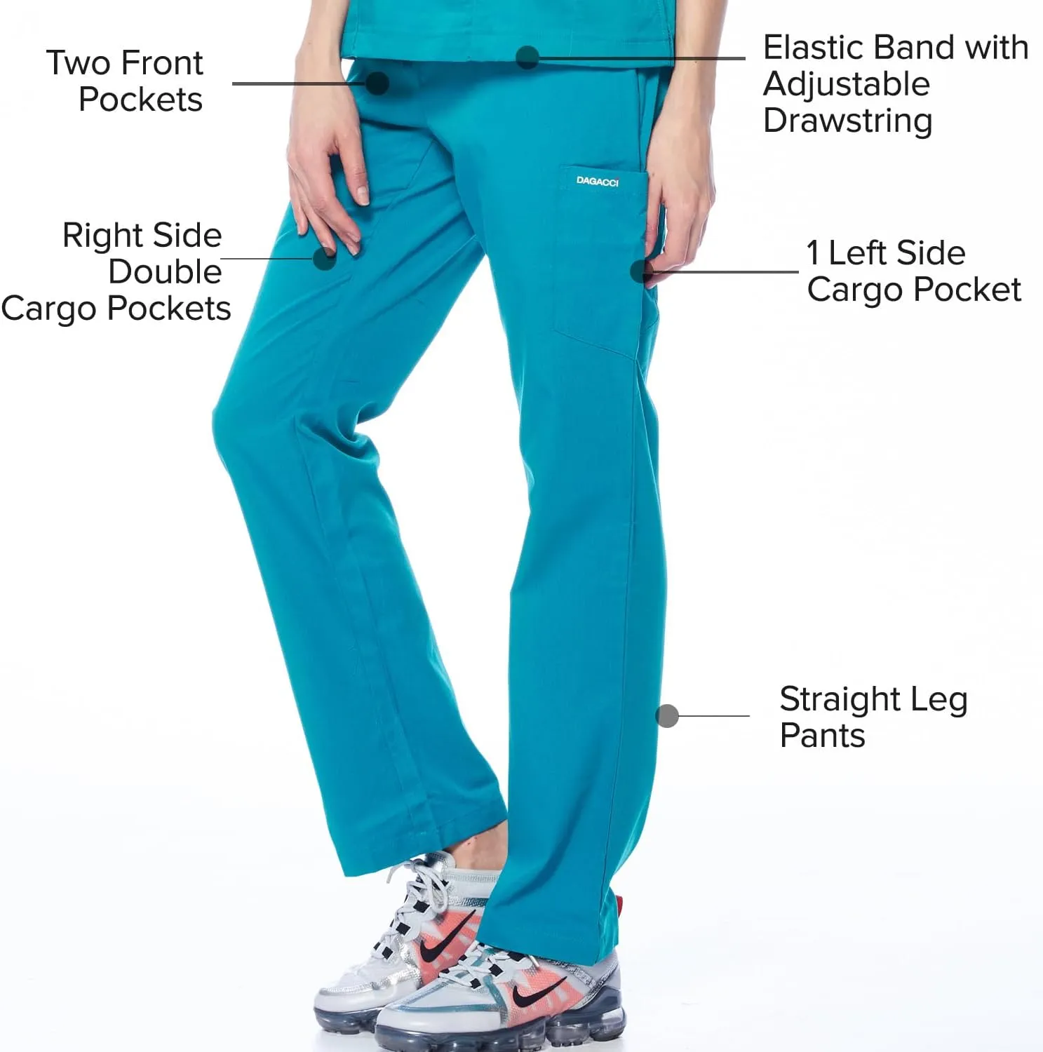 Dagacci Medical Uniform Natural Stretch Premium Women's Scrubs Set Stretch Ultra Soft Top and Pants