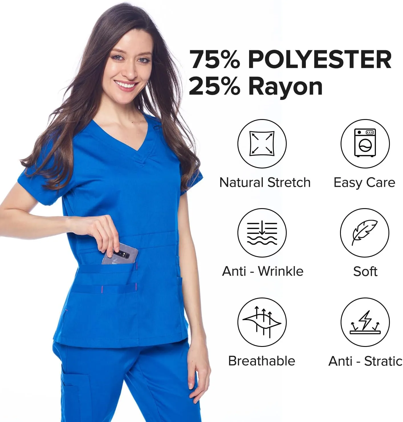 Dagacci Medical Uniform Natural Stretch Premium Women's Scrubs Set Stretch Ultra Soft Top and Pants