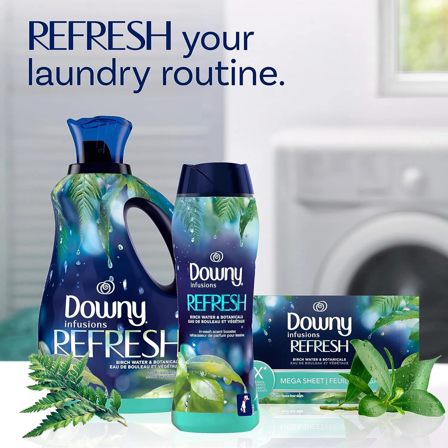 Downy Infusions In-Wash Scent Booster Beads, Refresh, Birch Water & Botanicals, 24 oz