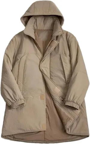 Dvbfufv Men's Vintage Mid-Length Cotton Padded Jackets Men Hooded Coat Men's Winter Warm Classic Parka Coat
