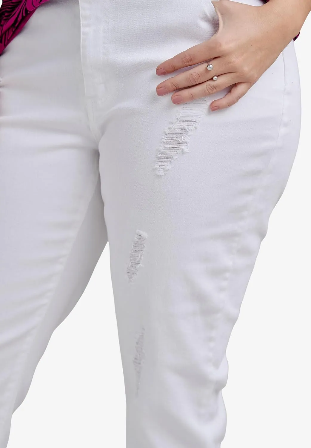 ellos Comfortable Women's Plus Size Boyfriend Jeans Stretch Denim Mid-Rise