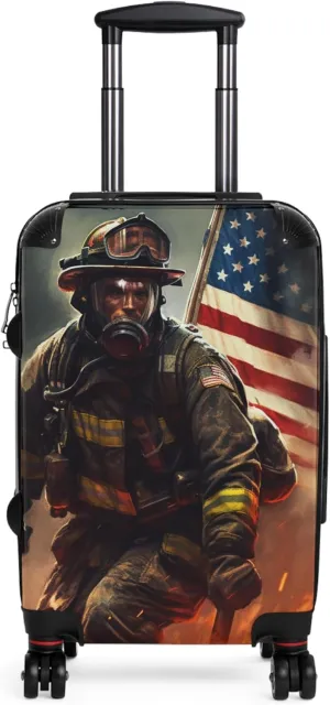 Firefighter Luggage Hardshell Suitcase, Telescopic Handle, Wheels, Built-In Lock, Small, Medium, Large Sizes, Extendable Storage Option (Small (Carry On))