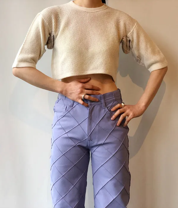 FUMIKA_UCHIDA/Striped Flannel Wool Mesh SHORT-SLEEVE THERMAL(KINARI)