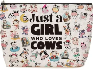 Funny Cow Print Makeup Bag - Farm Animals Gifts for Women, Girls, Nurse, Sister, Niece, Best Friend, Daughter - Birthday, Graduation, Farm Themed Present