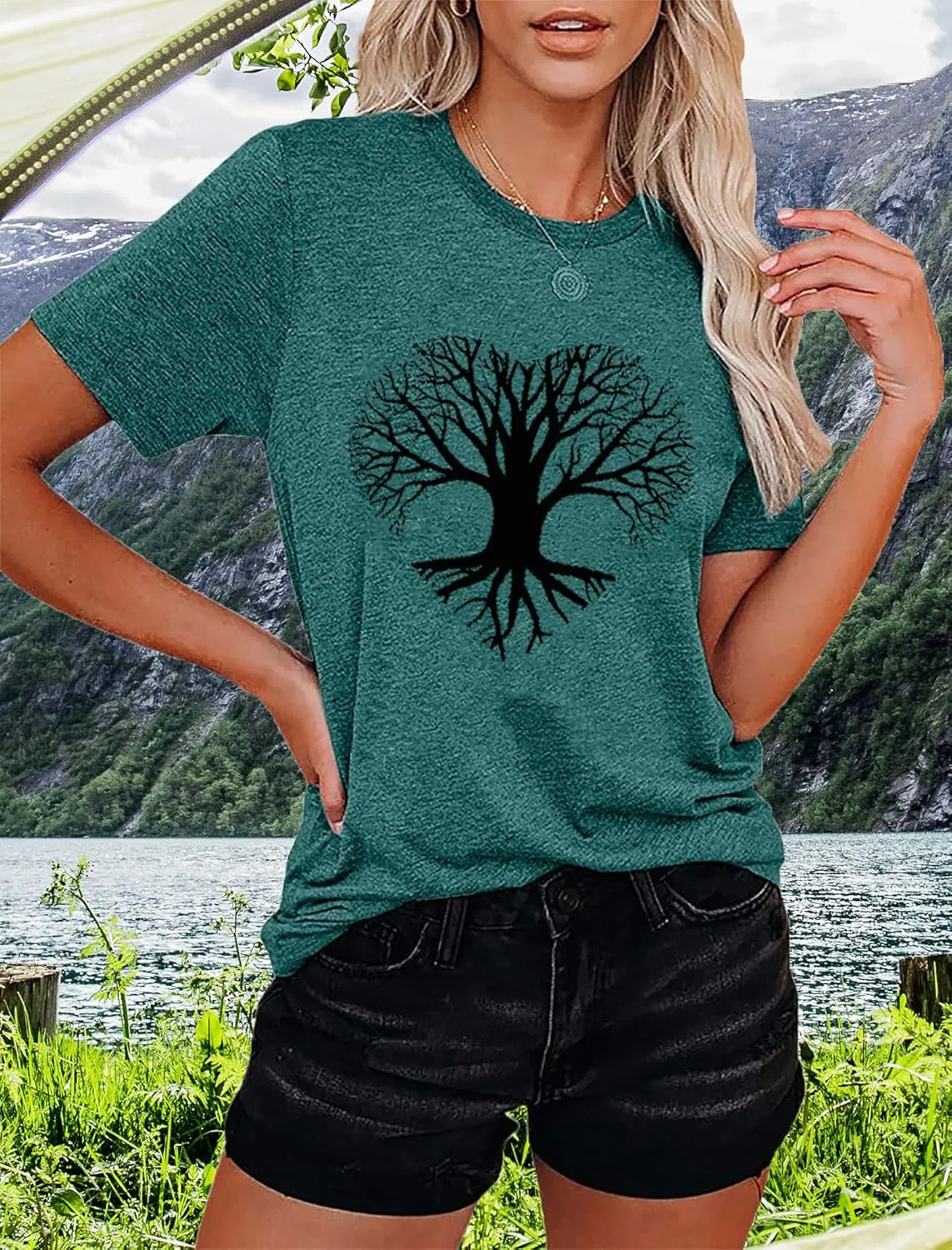 Funny Graphic Women Skinny Pine Tree Shirt Summer Hiking Camping Athletic Tees Nature Casual Comfy Clothes