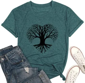 Funny Graphic Women Skinny Pine Tree Shirt Summer Hiking Camping Athletic Tees Nature Casual Comfy Clothes