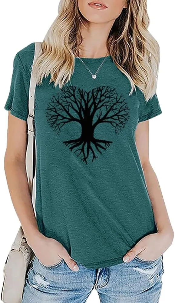 Funny Graphic Women Skinny Pine Tree Shirt Summer Hiking Camping Athletic Tees Nature Casual Comfy Clothes