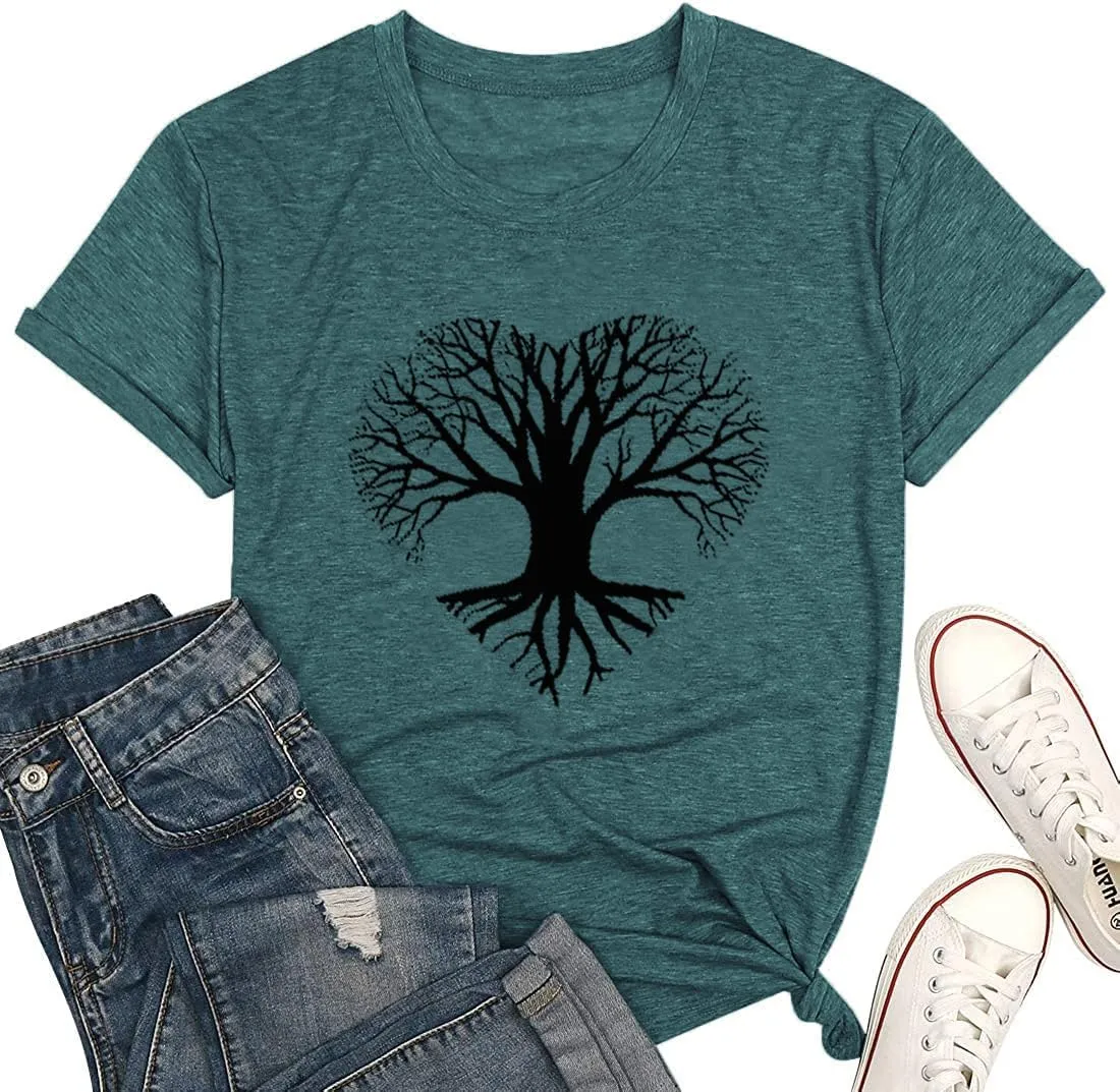Funny Graphic Women Skinny Pine Tree Shirt Summer Hiking Camping Athletic Tees Nature Casual Comfy Clothes