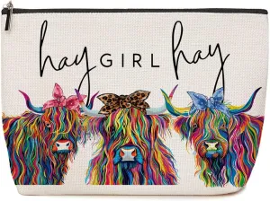 Funny Western Makeup Bag Western Accessories for Women Vintage Cow Print Stuff Cows Gifts Cow Western Stuff for Female Coworker Mom Daughter Niece Aunt Cow Lovers Birthday Graduation Christmas
