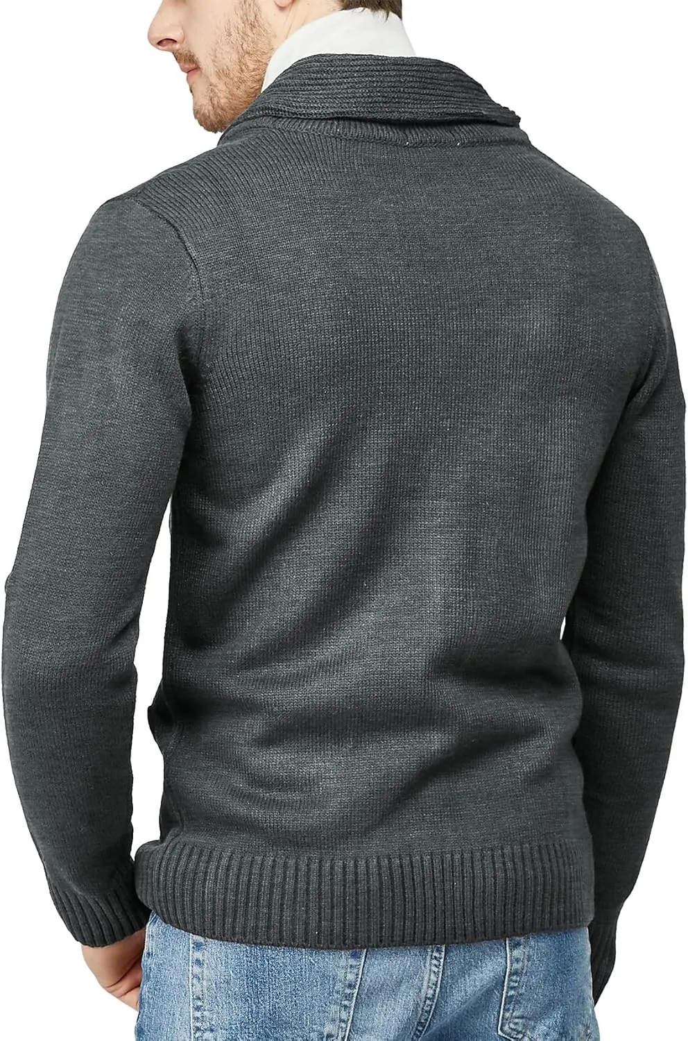 H2H Mens Casual Comfortable Fit Cardigan Sweater Shawl Collar Soft Fabric
