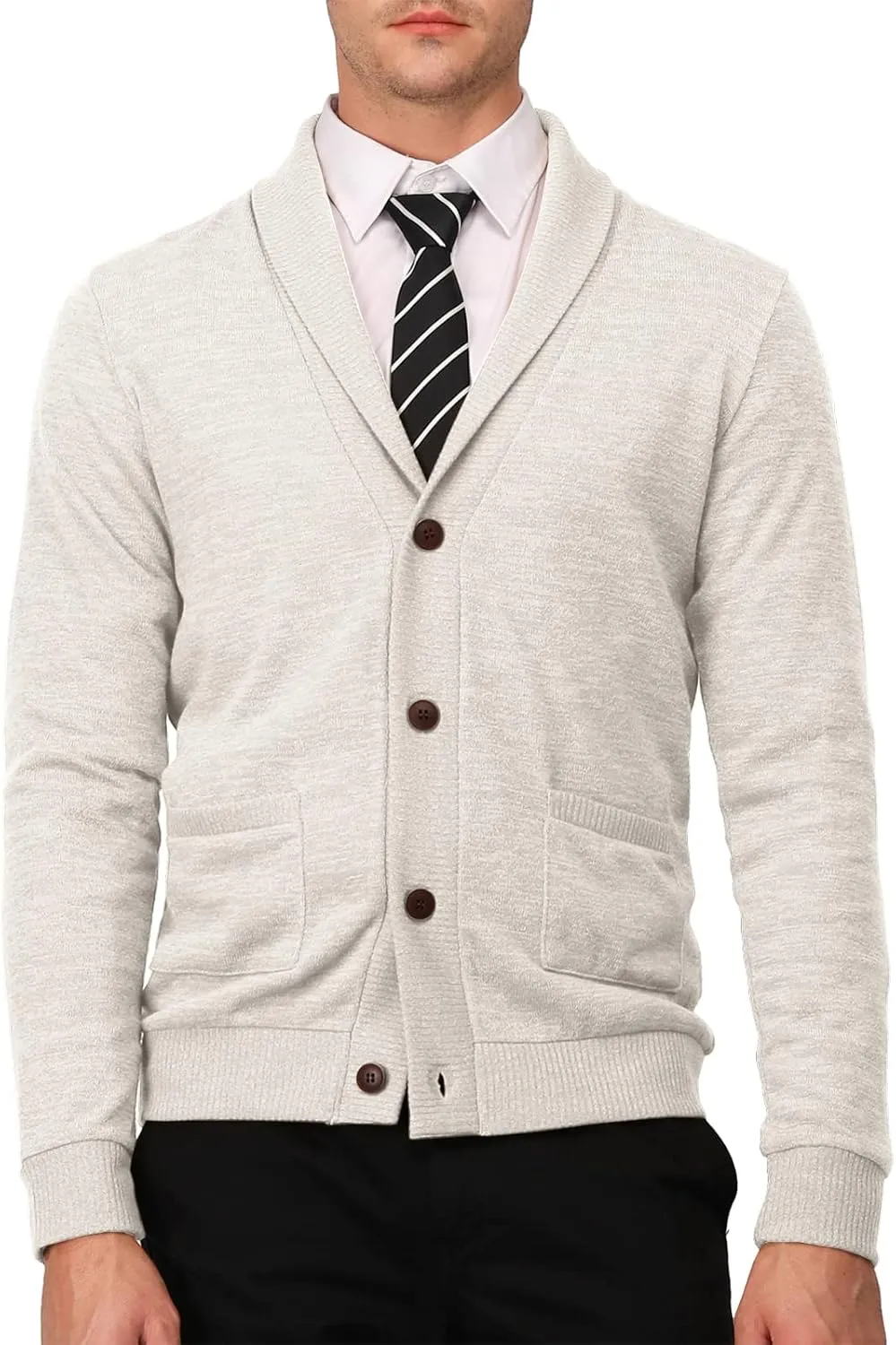 H2H Mens Casual Comfortable Fit Cardigan Sweater Shawl Collar Soft Fabric