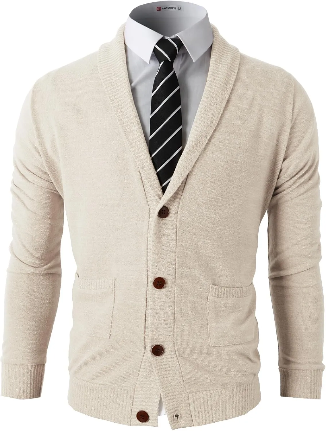 H2H Mens Casual Comfortable Fit Cardigan Sweater Shawl Collar Soft Fabric