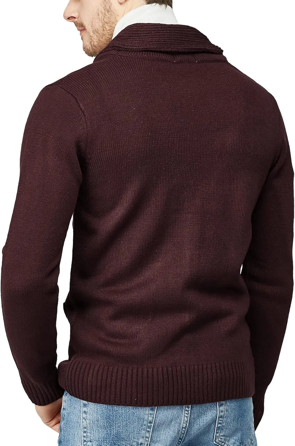 H2H Mens Casual Comfortable Fit Cardigan Sweater Shawl Collar Soft Fabric