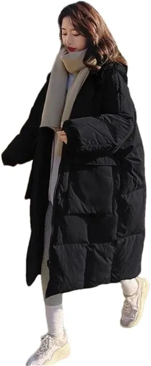 Haitpant Women Loose Hooded Down Cotton Parkas Thicken Oversize Jackets Korean Long Padded Winter Warm Coat