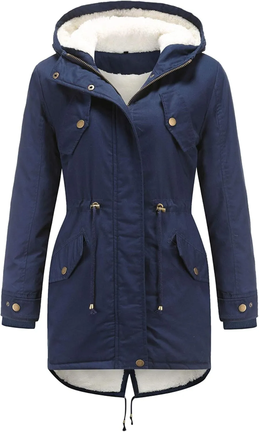HOW'ON Women's Hooded Winter Coat Warm Fleeced Lined Long Jackets Thicken Parka Jacket