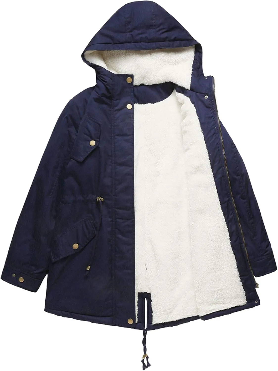HOW'ON Women's Hooded Winter Coat Warm Fleeced Lined Long Jackets Thicken Parka Jacket