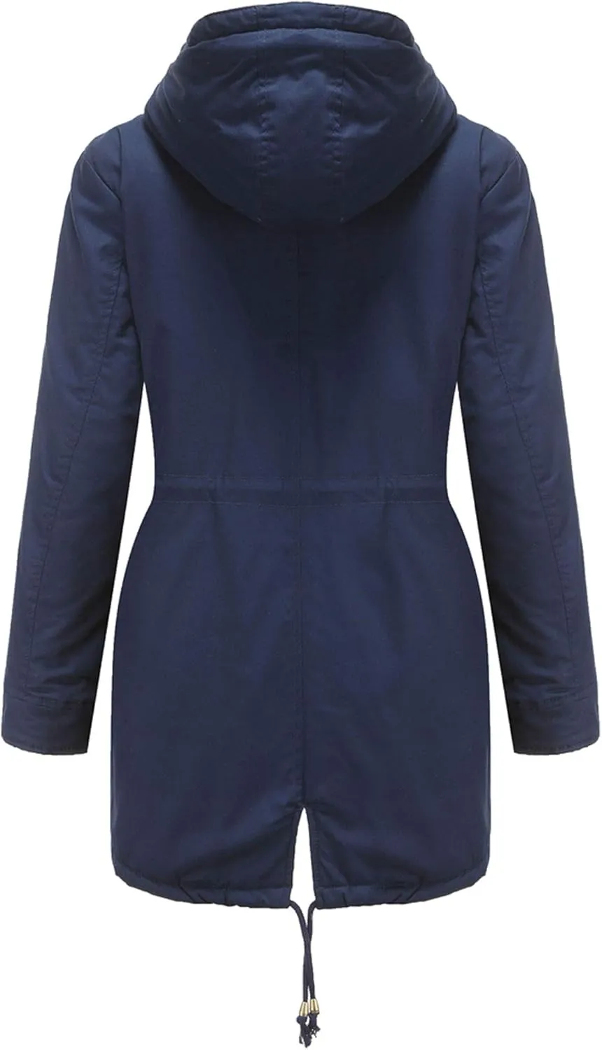 HOW'ON Women's Hooded Winter Coat Warm Fleeced Lined Long Jackets Thicken Parka Jacket