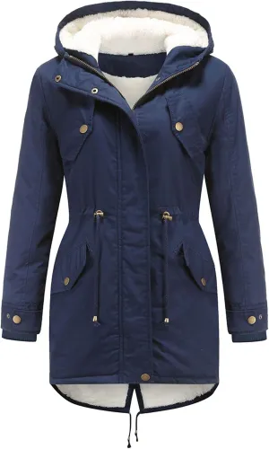 HOW'ON Women's Hooded Winter Coat Warm Fleeced Lined Long Jackets Thicken Parka Jacket
