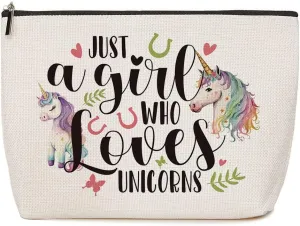 Just A Girl Who Loves Unicorns Birthday & for Daughter/Sister/Besties - Unicorn Decor, Makeup Bag & Gifts